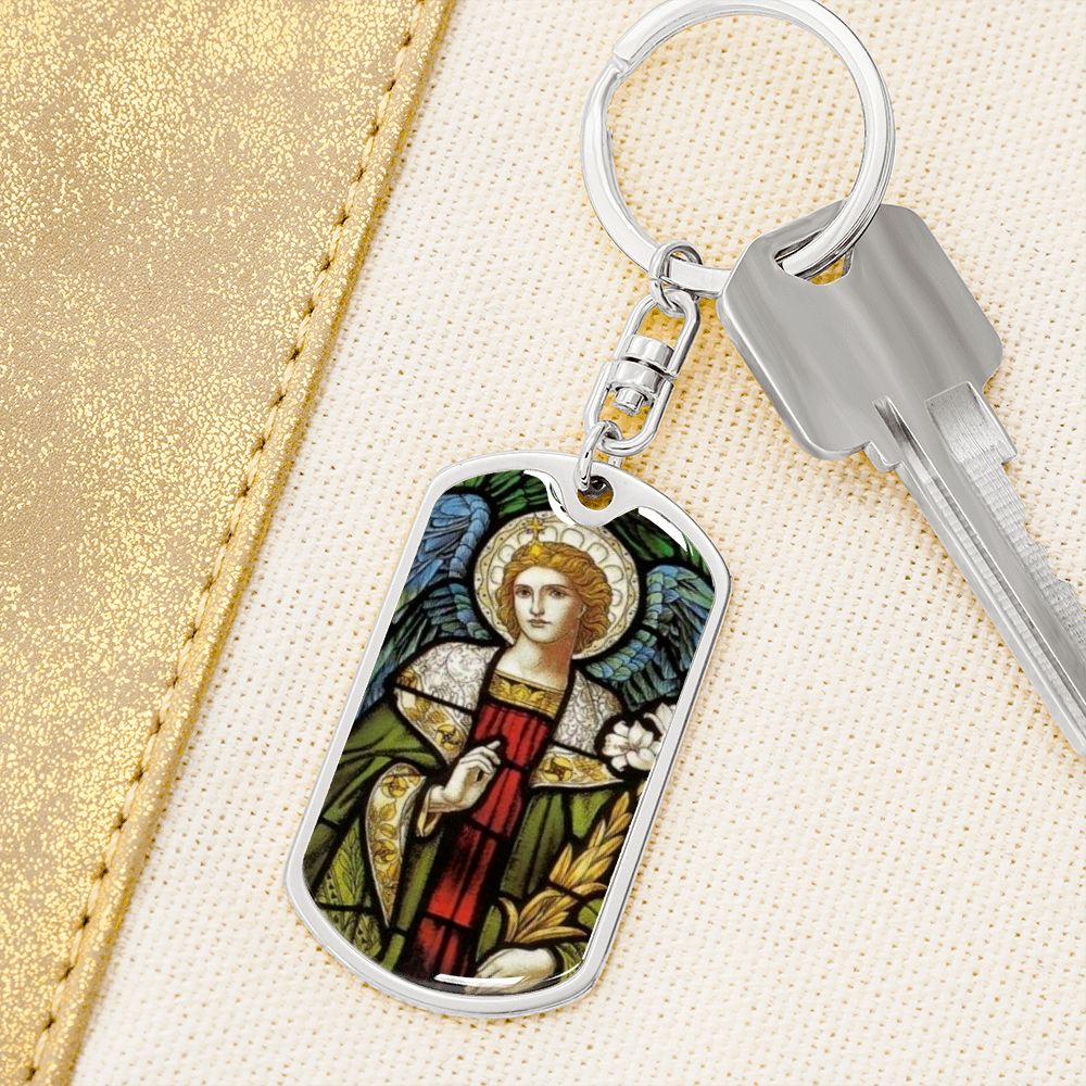 Archangel Gabriel dog tag keychain