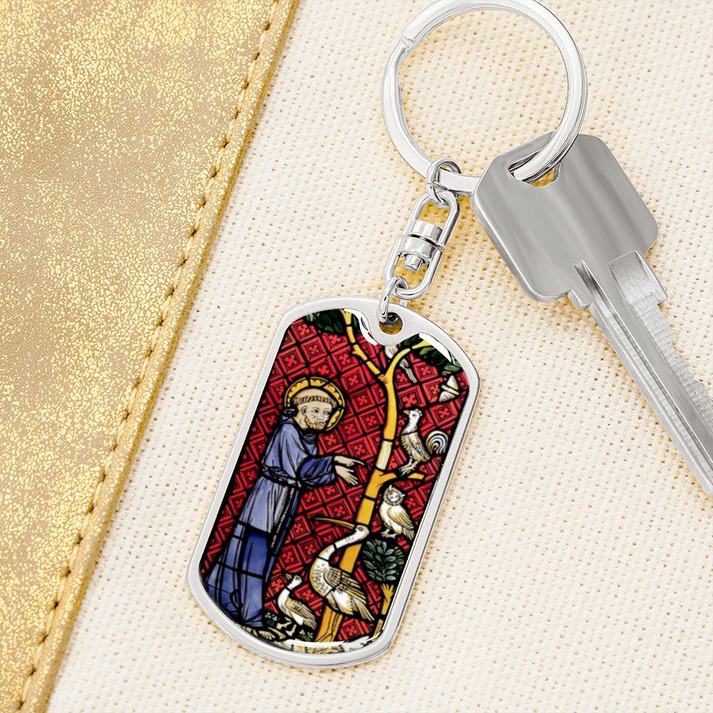 St Francis of Assisi dog tag keychain