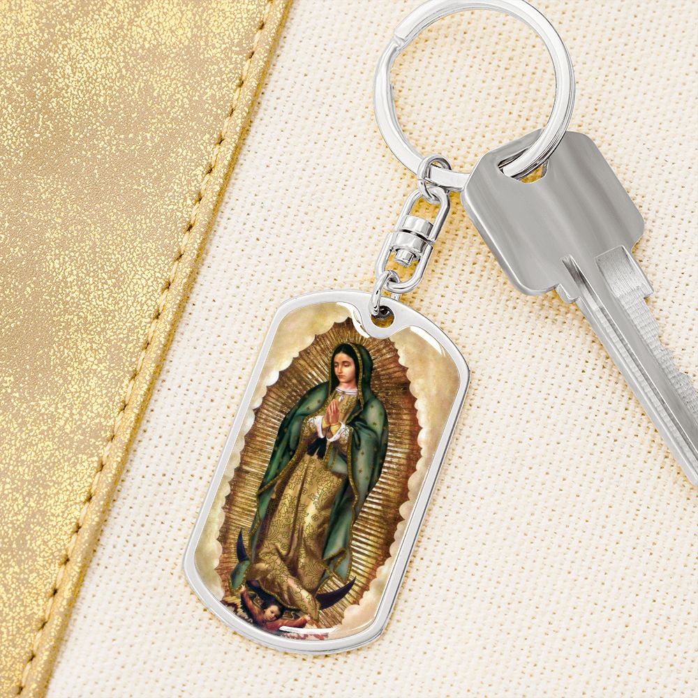 Our Lady of Guadalupe dog tag keychain
