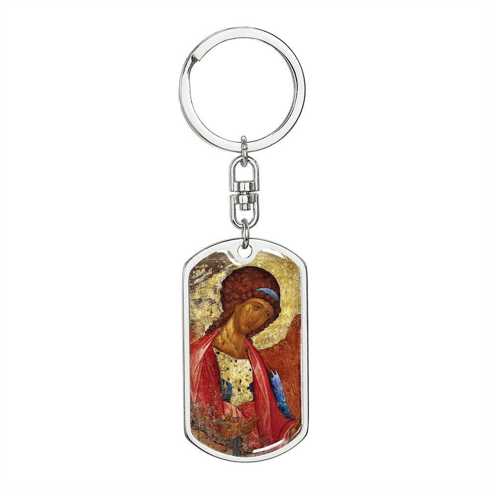 Archangel Michael dog tag keychain