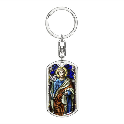 St Joseph dog tag keychain
