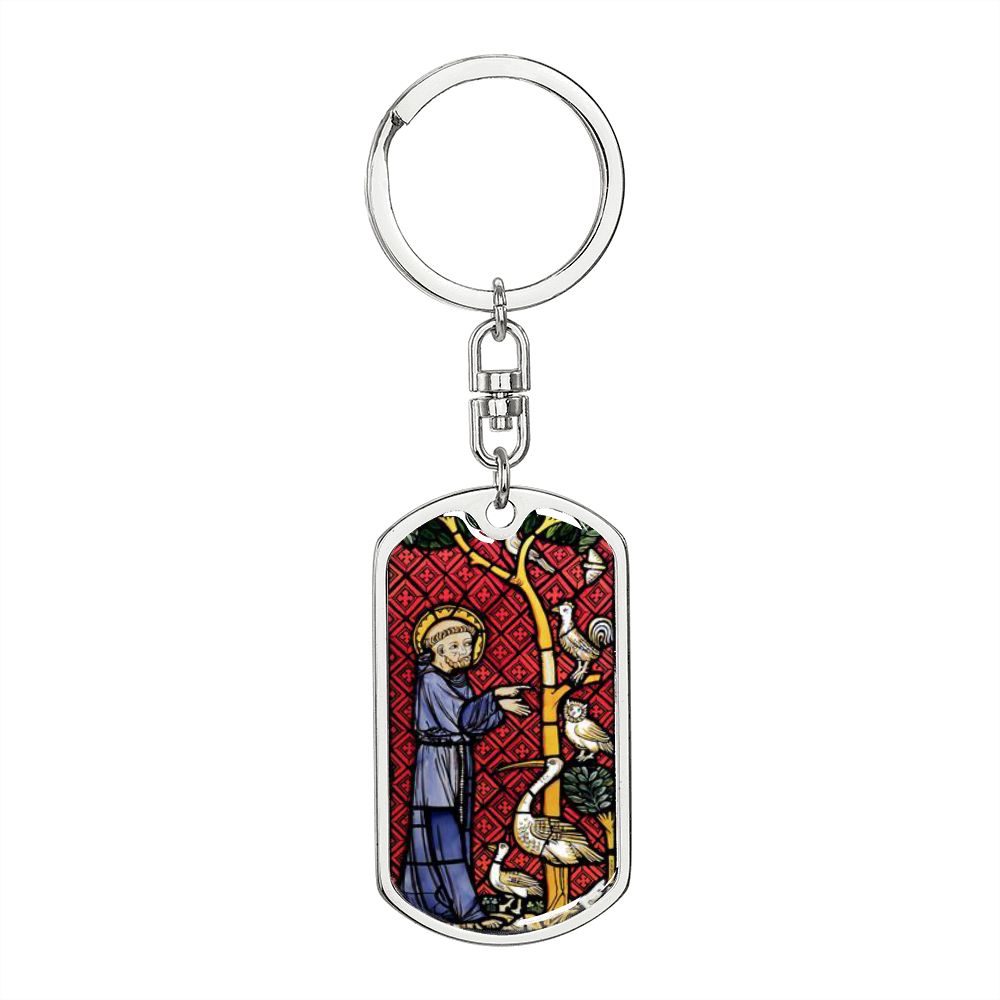 St Francis of Assisi dog tag keychain