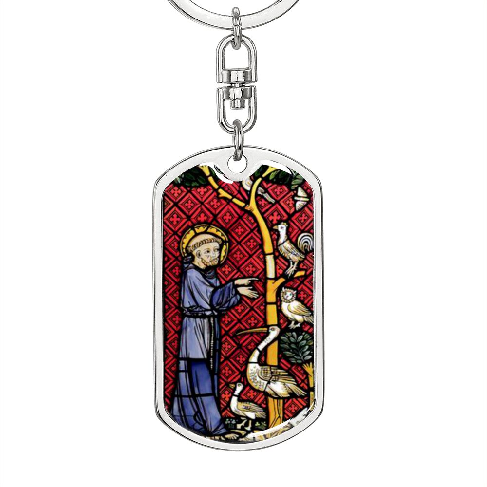 St Francis of Assisi dog tag keychain