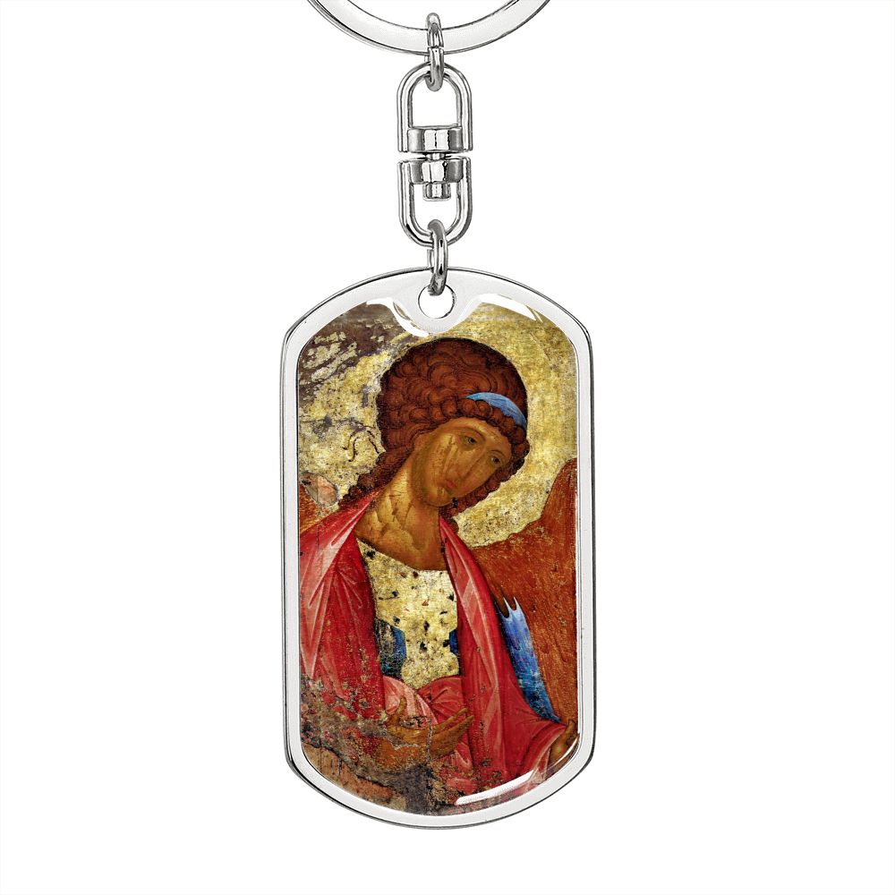 Archangel Michael dog tag keychain