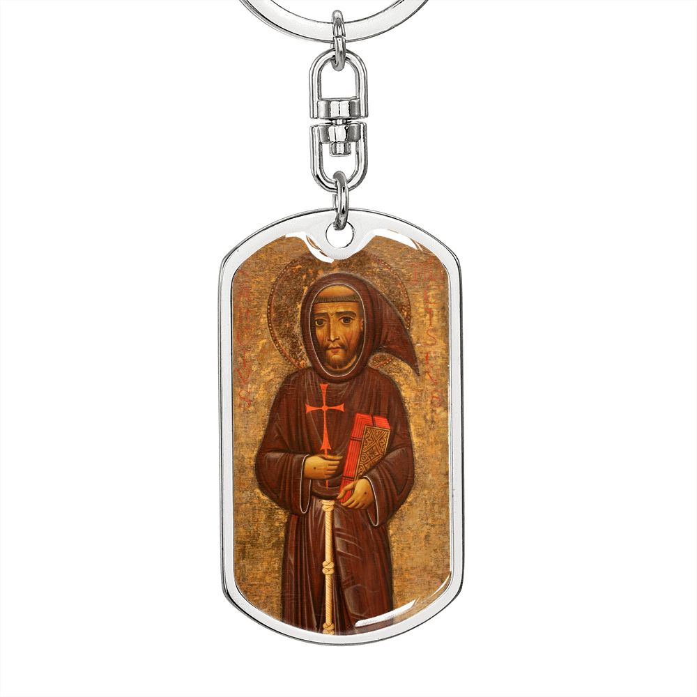 St Francis of Assisi dog tag keychain