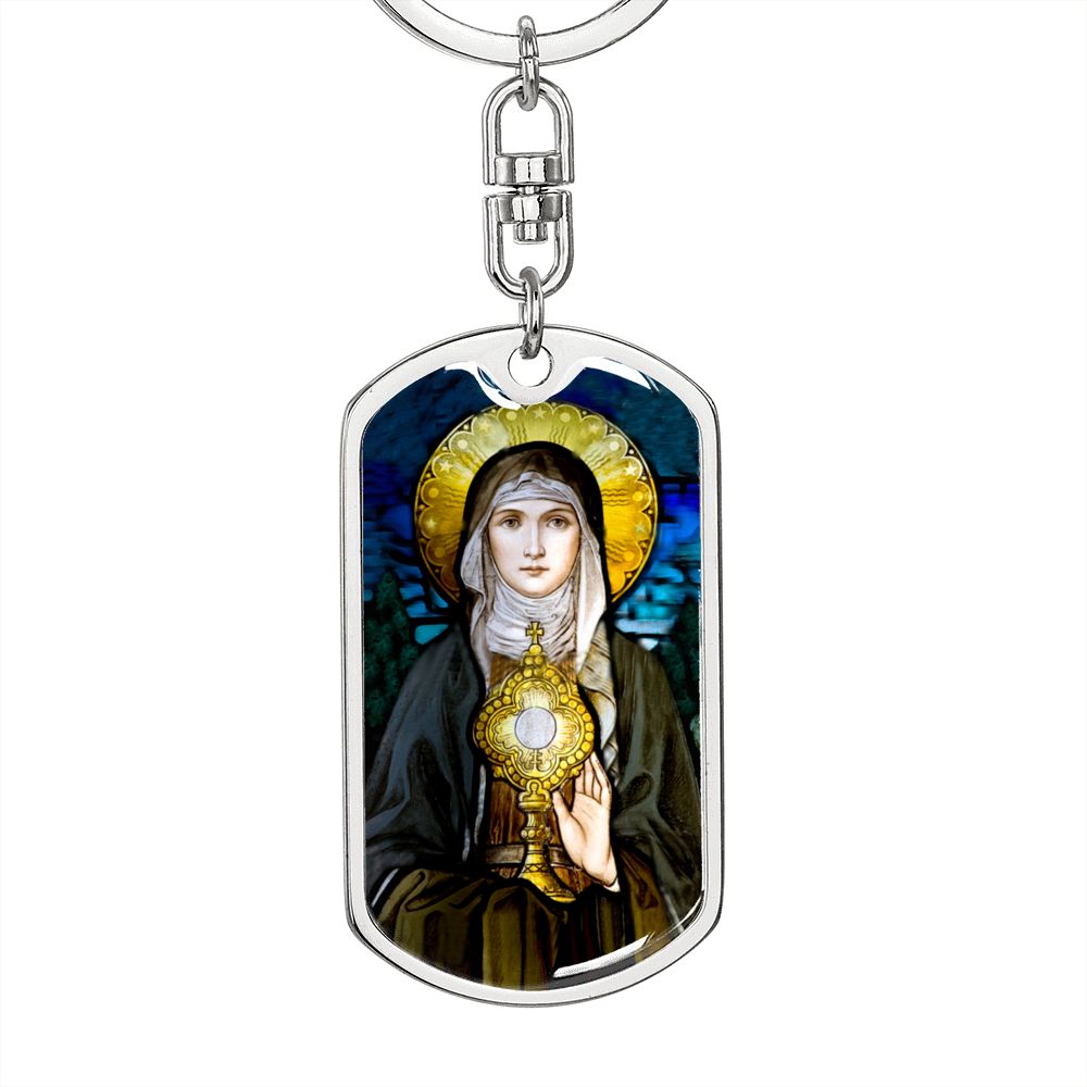 St Clare of Assisi dog tag keychain