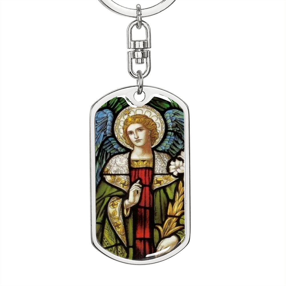 Archangel Gabriel dog tag keychain