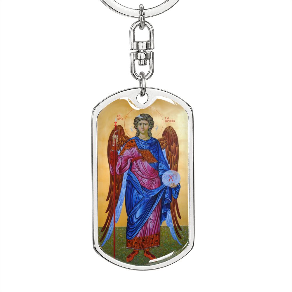 Archangel Gabriel dog tag keychain