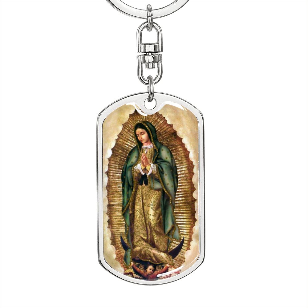 Our Lady of Guadalupe dog tag keychain