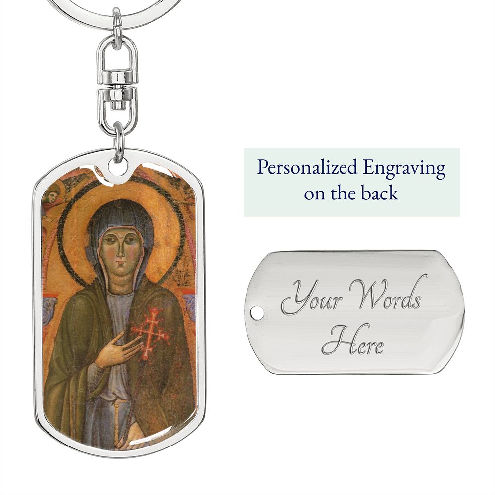 St Clare of Assisi dog tag keychain