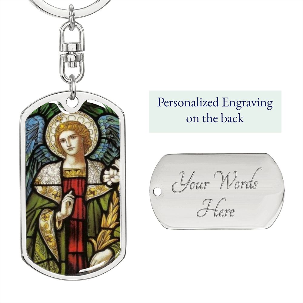 Archangel Gabriel dog tag keychain