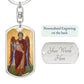 Archangel Michael dog tag keychain