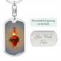 Sacred Heart of Jesus Dog Tag keychain, Godparent Gift, Godmother Gift, Godfather gift, gift for Catholic