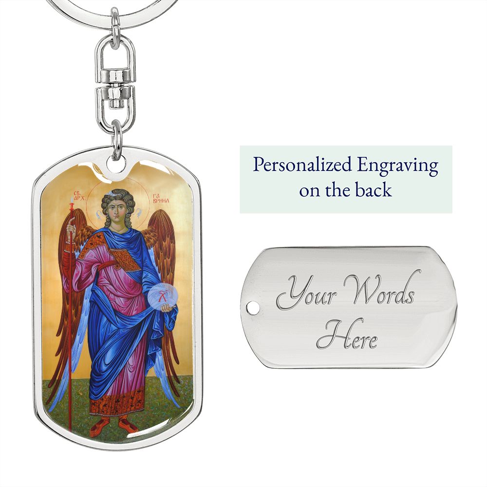 Archangel Gabriel dog tag keychain