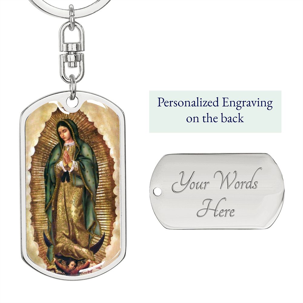 Our Lady of Guadalupe dog tag keychain