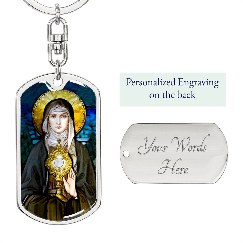 St Clare of Assisi dog tag keychain