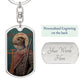 Dog Headed St Christopher dog tag keychain