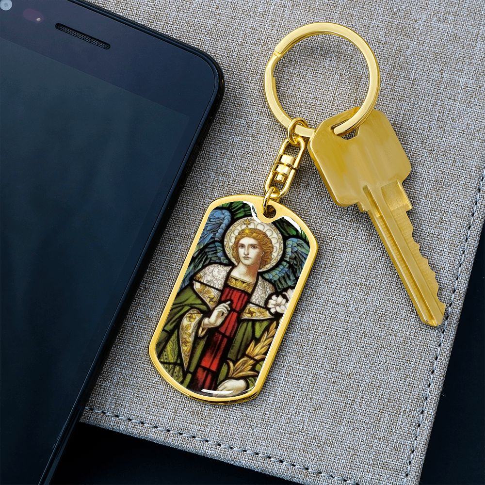 Archangel Gabriel dog tag keychain