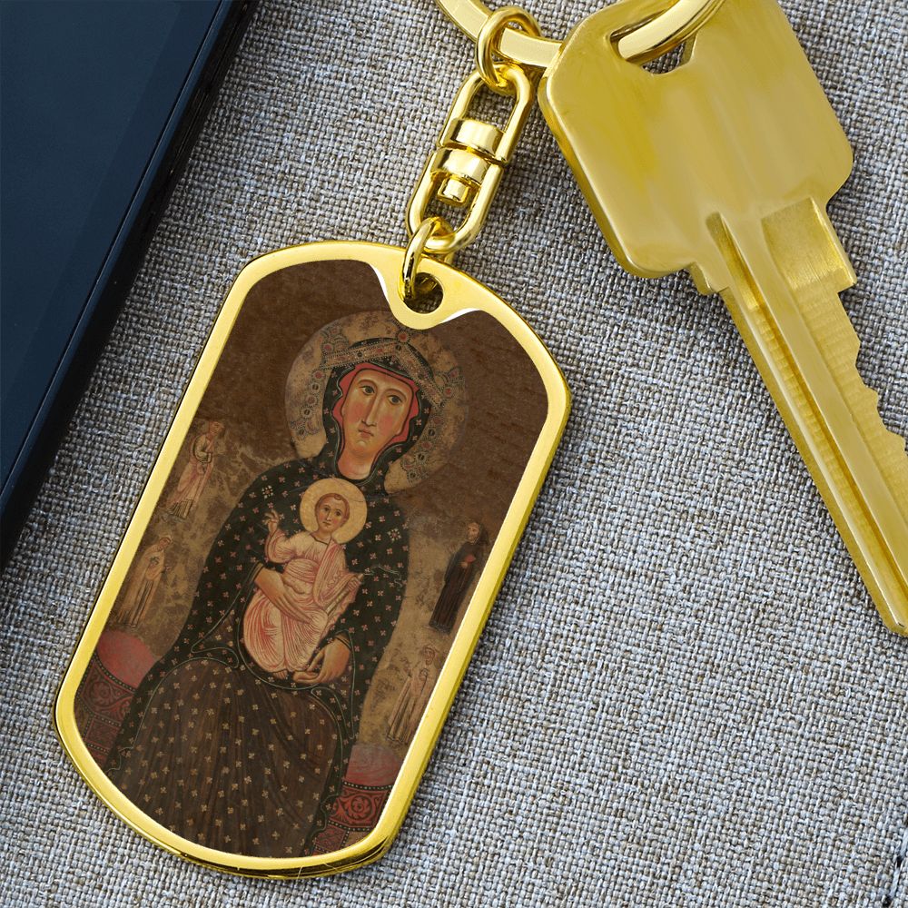 Madonna and Child Margaritonne dog tag keychain