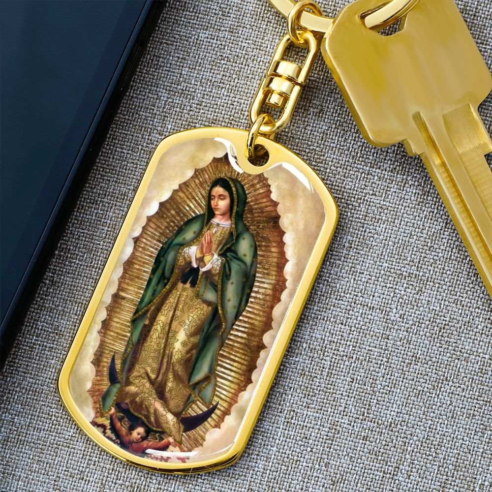 Our Lady of Guadalupe dog tag keychain