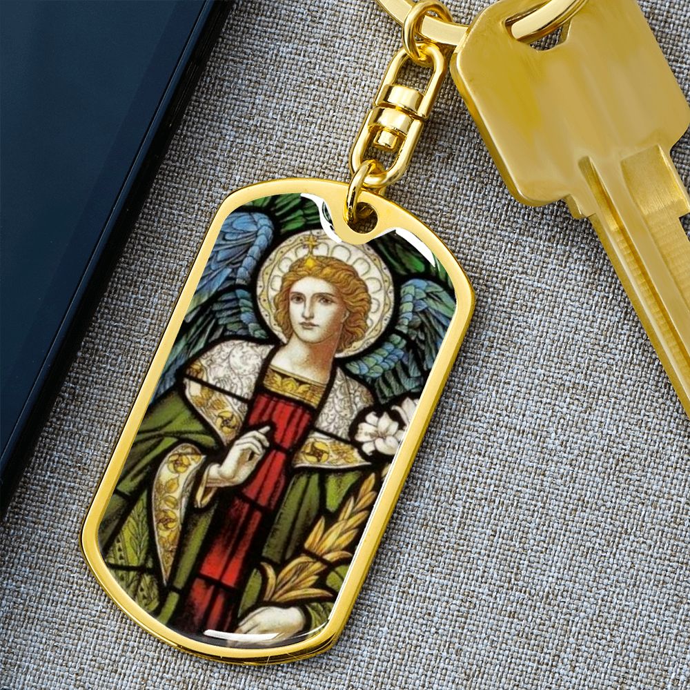 Archangel Gabriel dog tag keychain