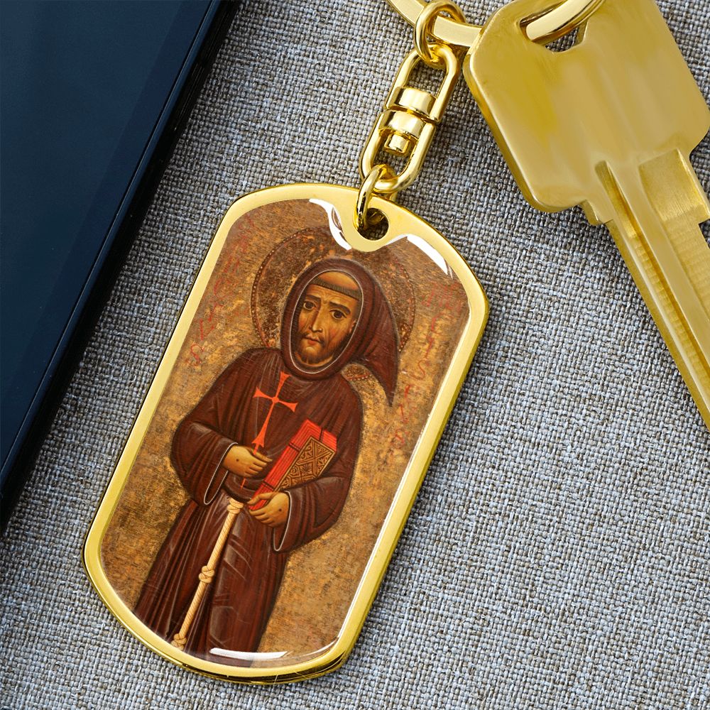 St Francis of Assisi dog tag keychain