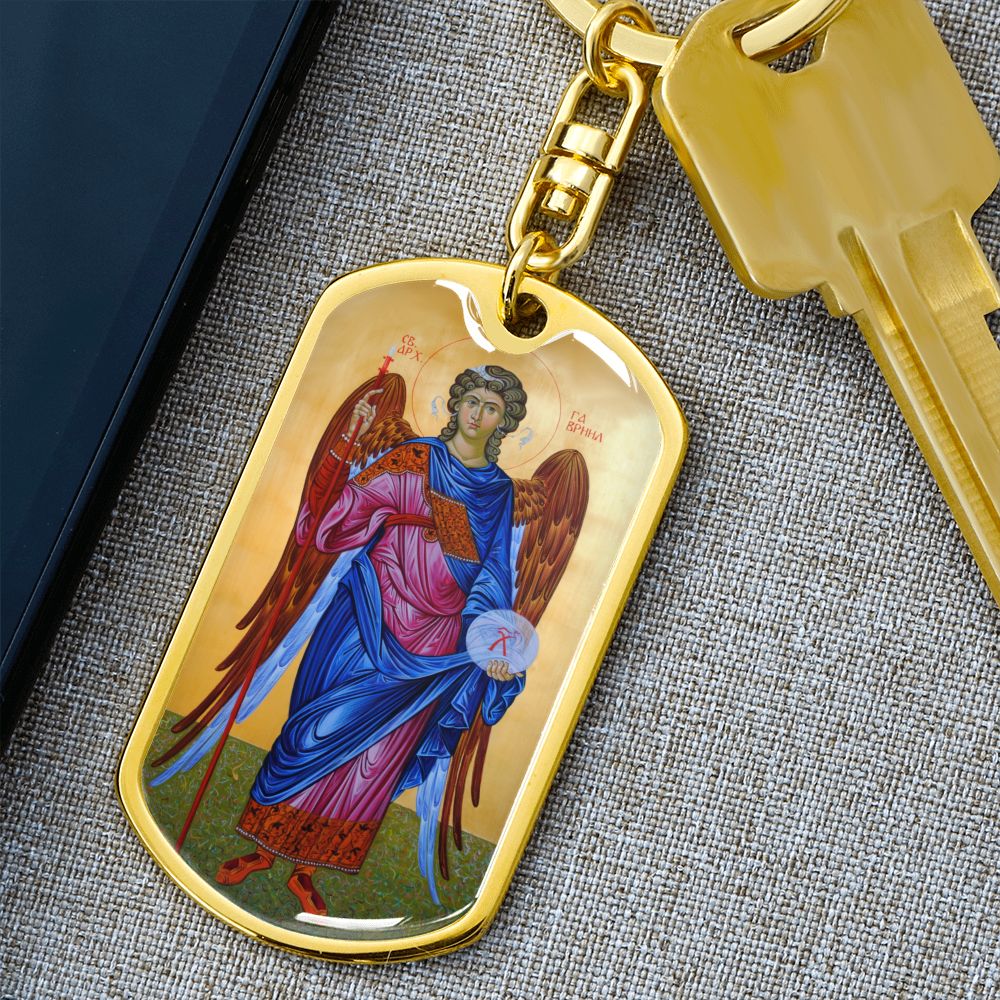 Archangel Gabriel dog tag keychain