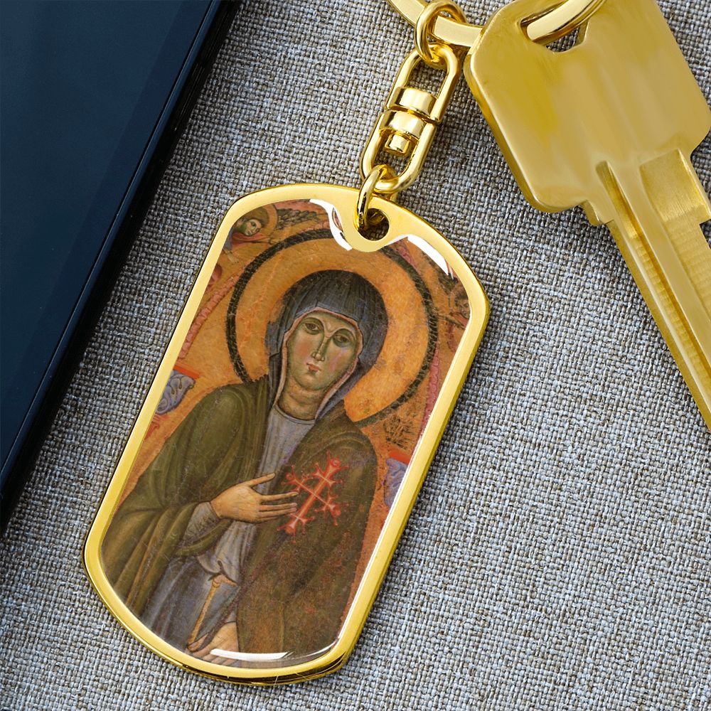 St Clare of Assisi dog tag keychain