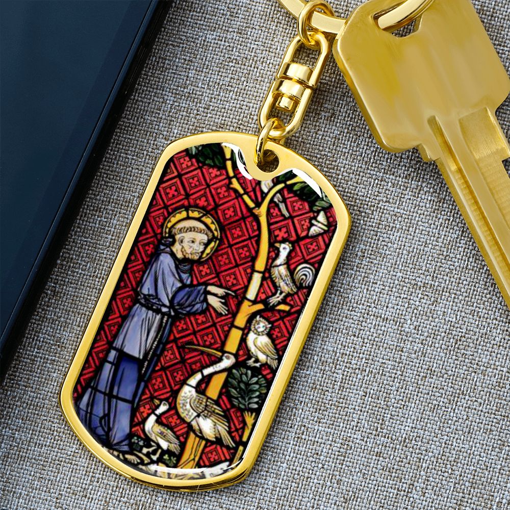 St Francis of Assisi dog tag keychain