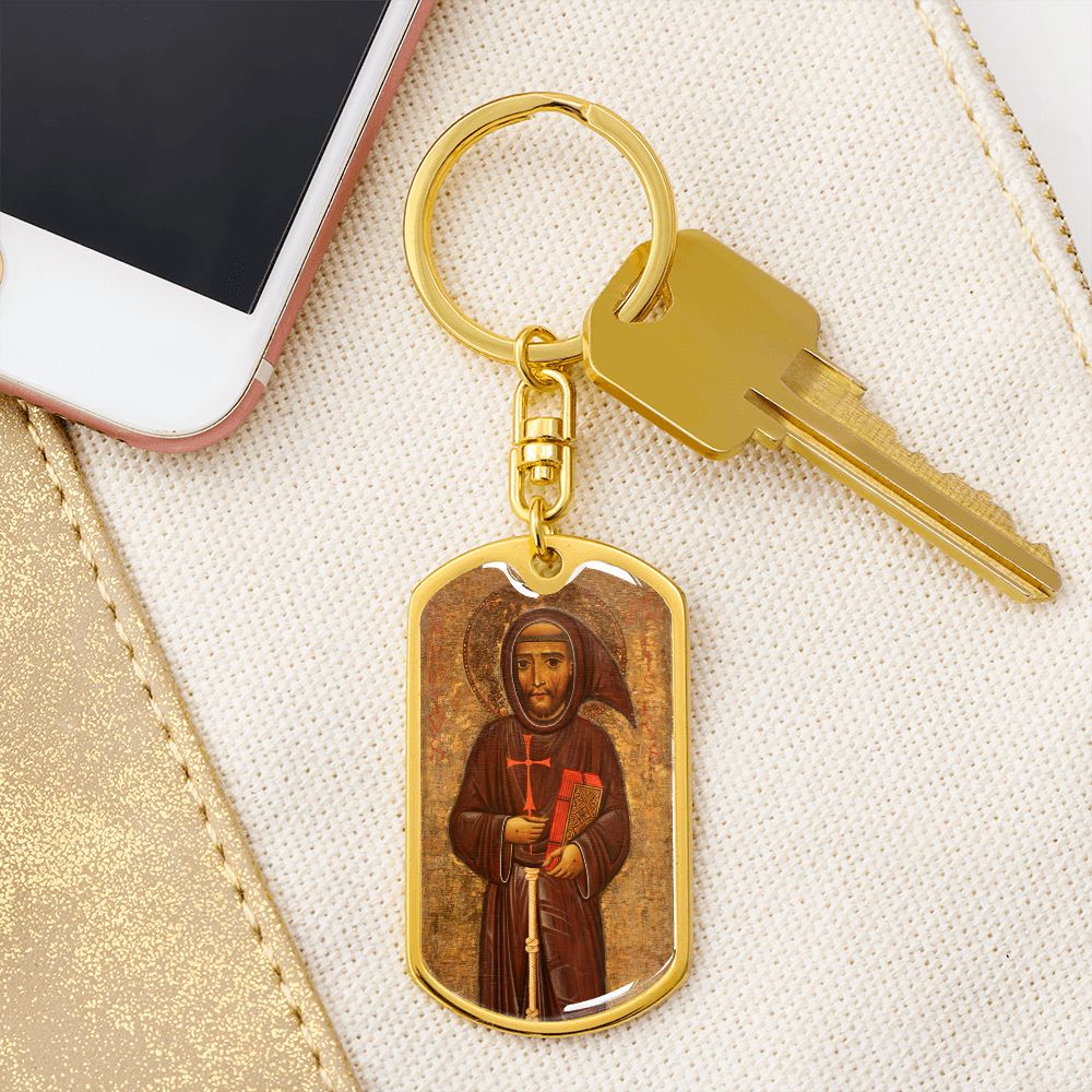 St Francis of Assisi dog tag keychain