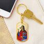Saint Christopher Dog Head Keychain, Patron Saint travelers, St Christopher image, St Christopher icon, Gift for Traveler