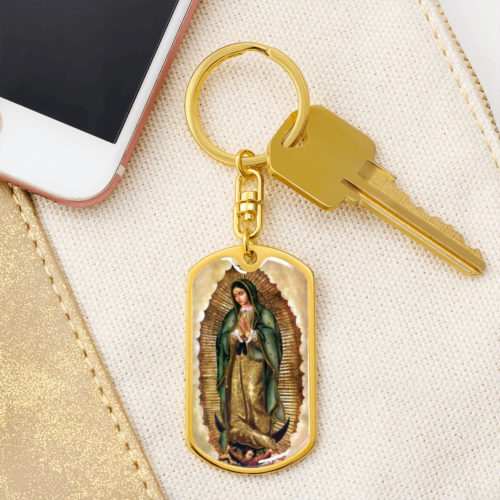 Our Lady of Guadalupe dog tag keychain