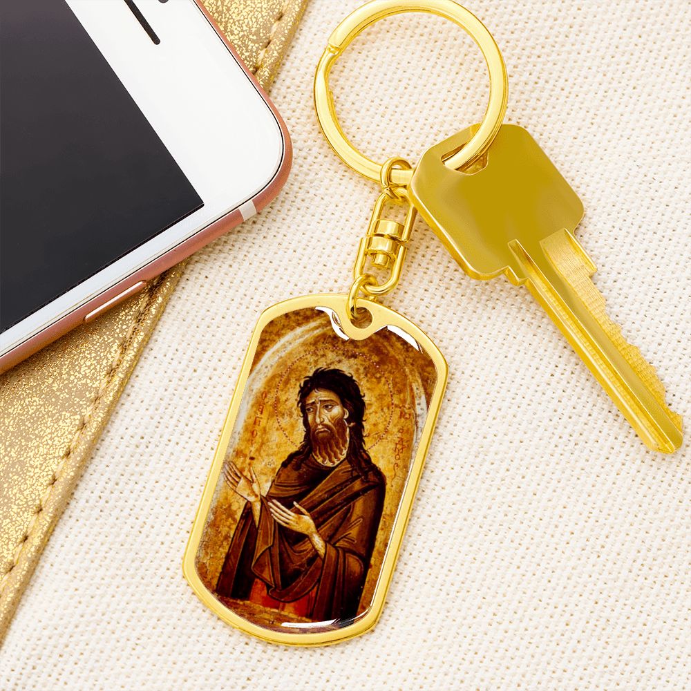 St John The Baptist dog tag keychain