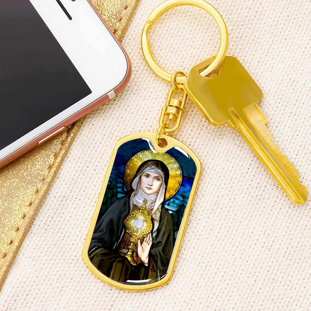 St Clare of Assisi dog tag keychain