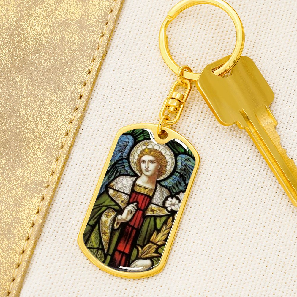 Archangel Gabriel dog tag keychain