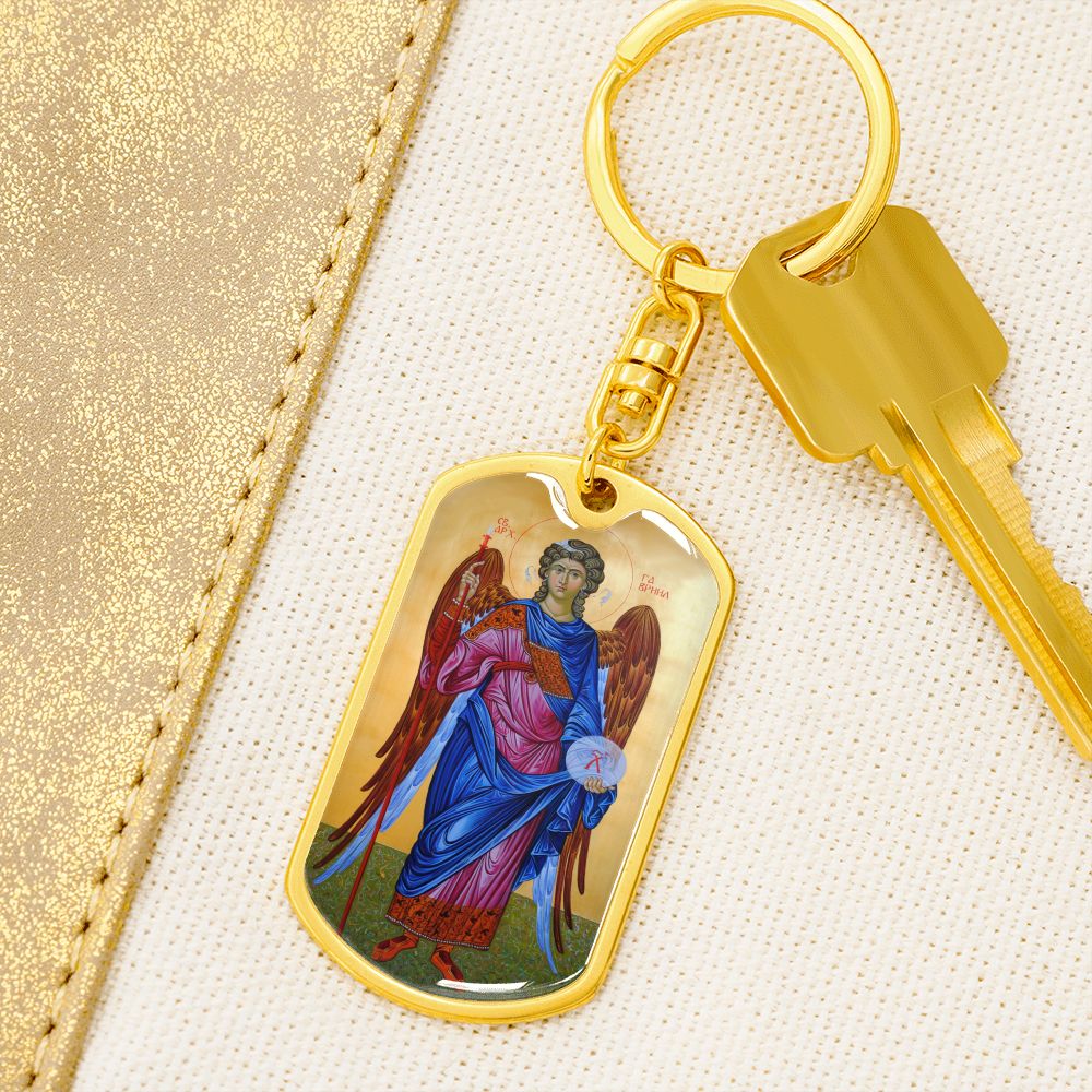 Archangel Gabriel dog tag keychain