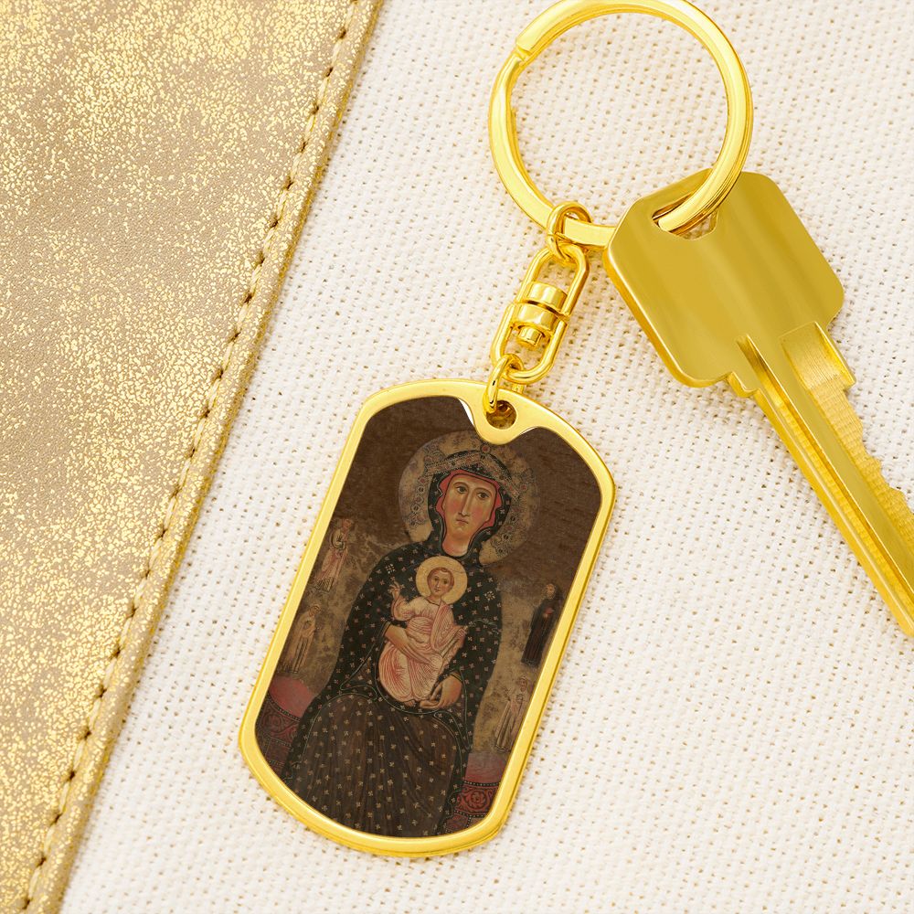 Madonna and Child Margaritonne dog tag keychain