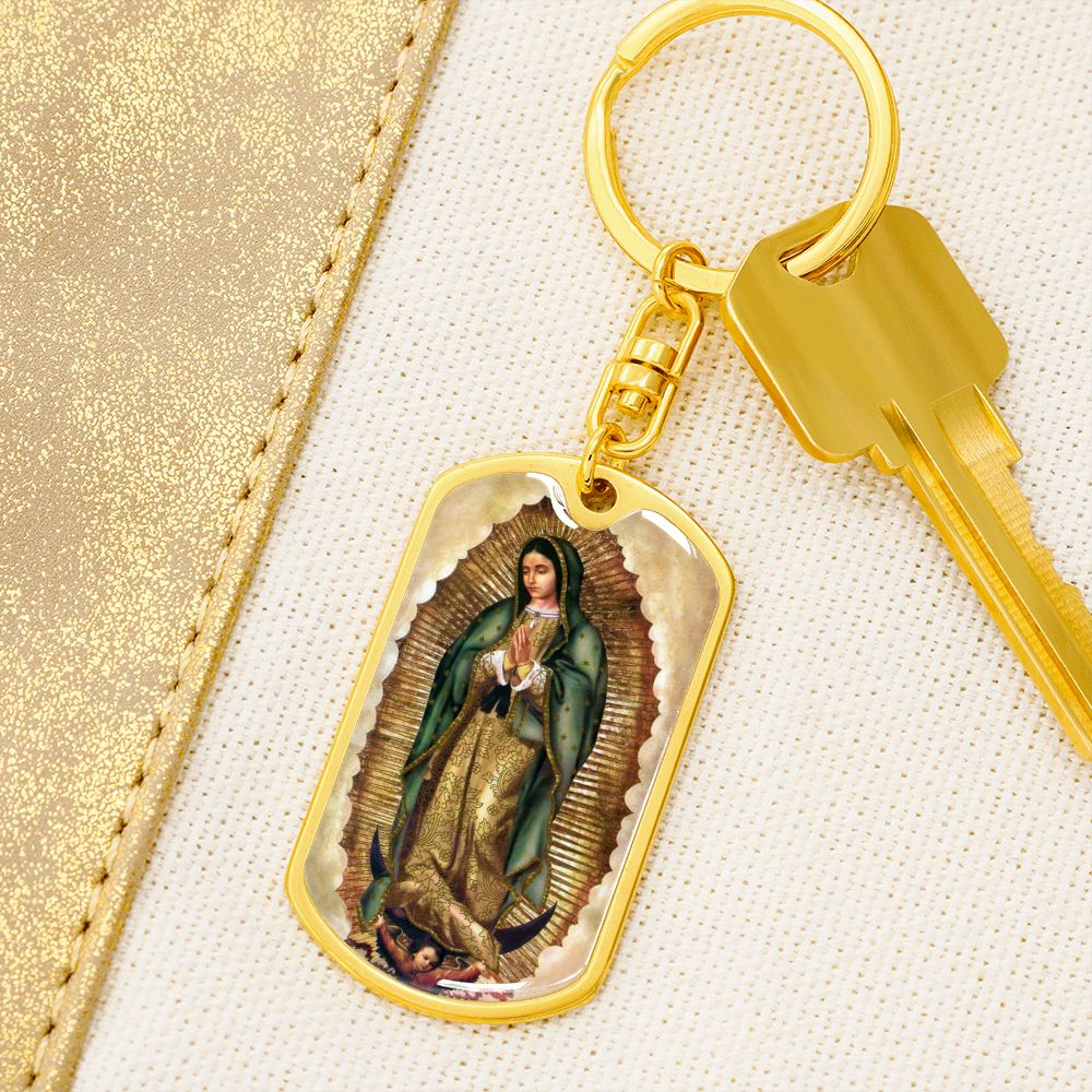 Our Lady of Guadalupe dog tag keychain