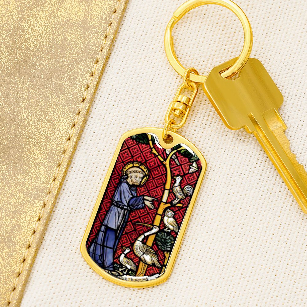 St Francis of Assisi dog tag keychain