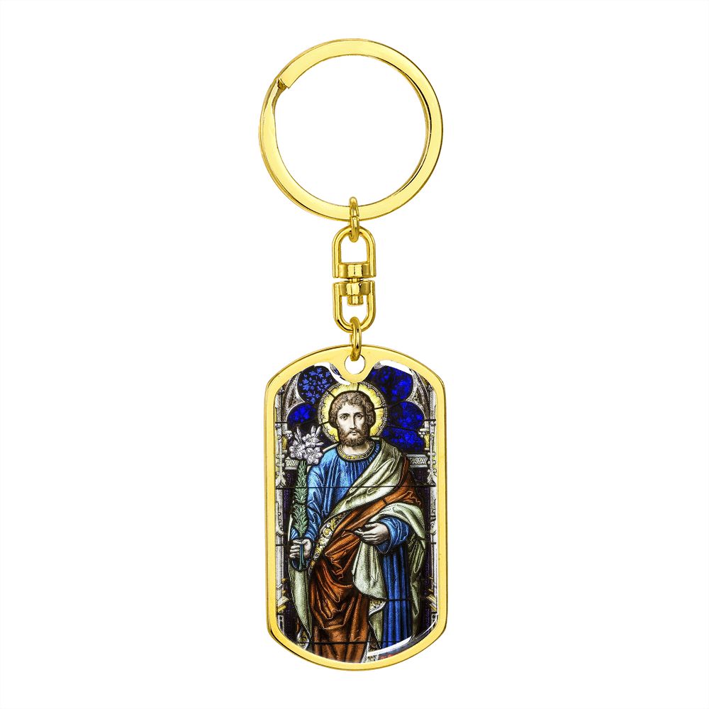 St Joseph dog tag keychain