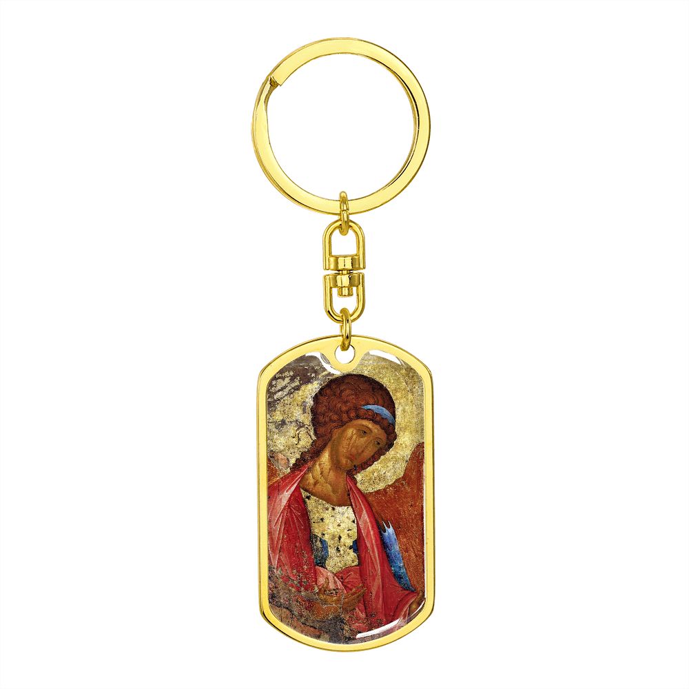 Archangel Michael dog tag keychain