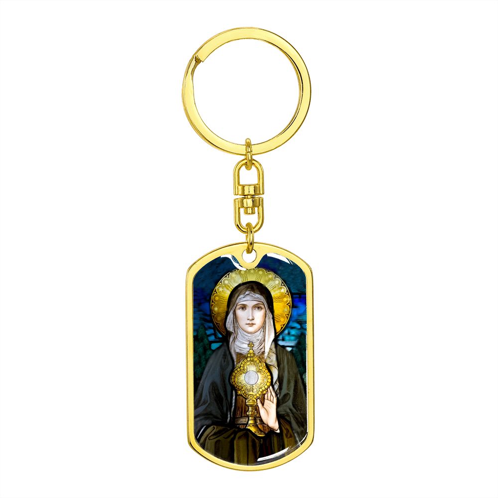 St Clare of Assisi dog tag keychain