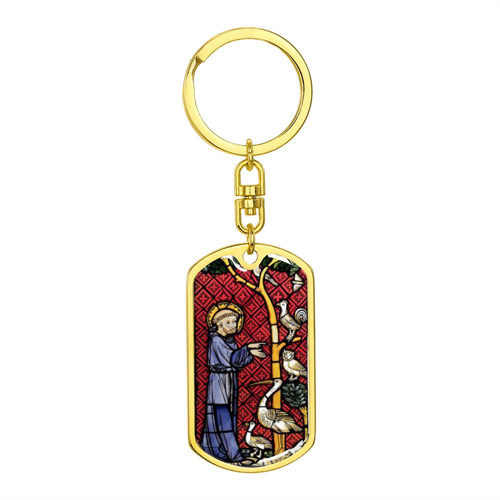 St Francis of Assisi dog tag keychain