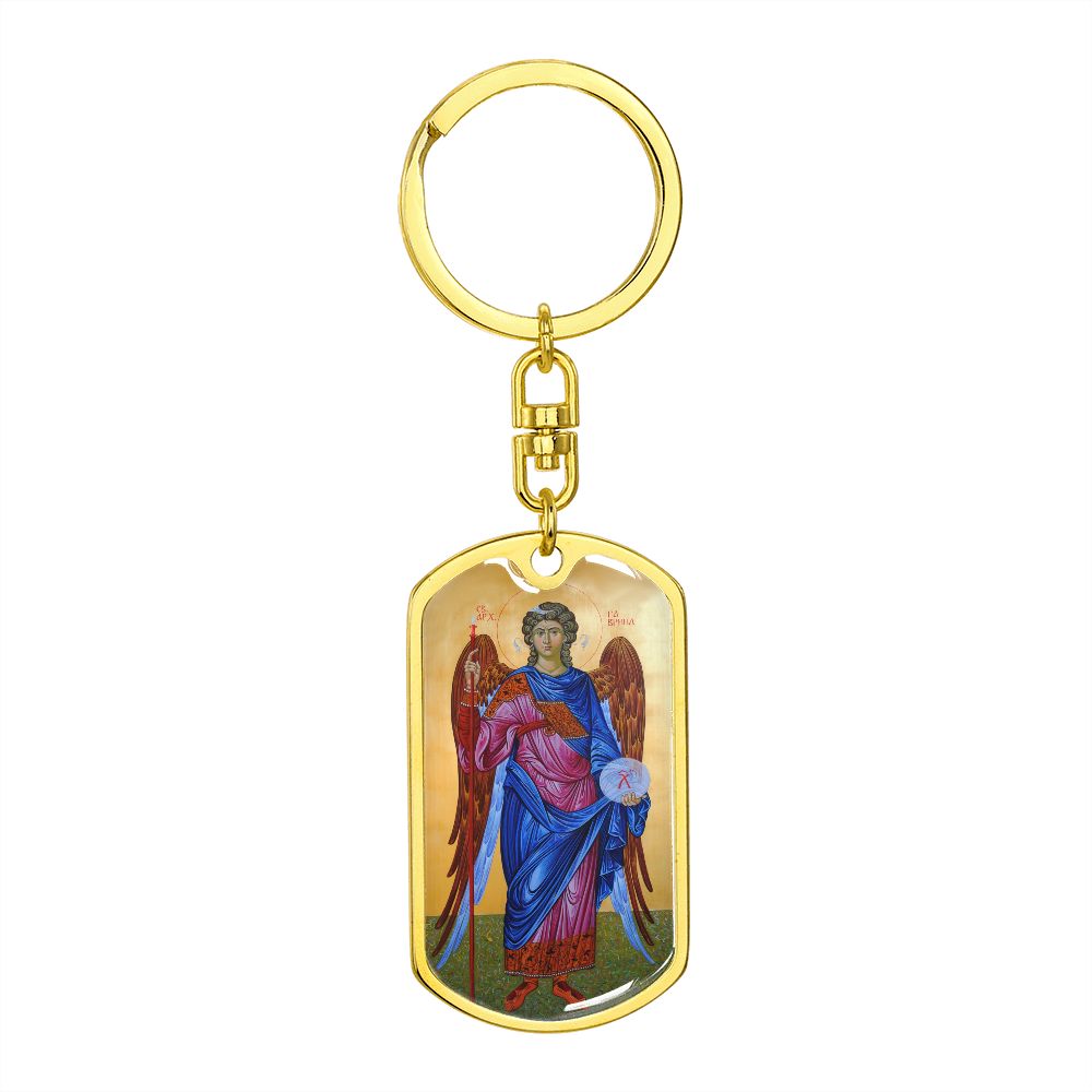 Archangel Gabriel dog tag keychain