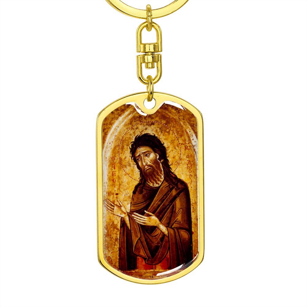 St John The Baptist dog tag keychain
