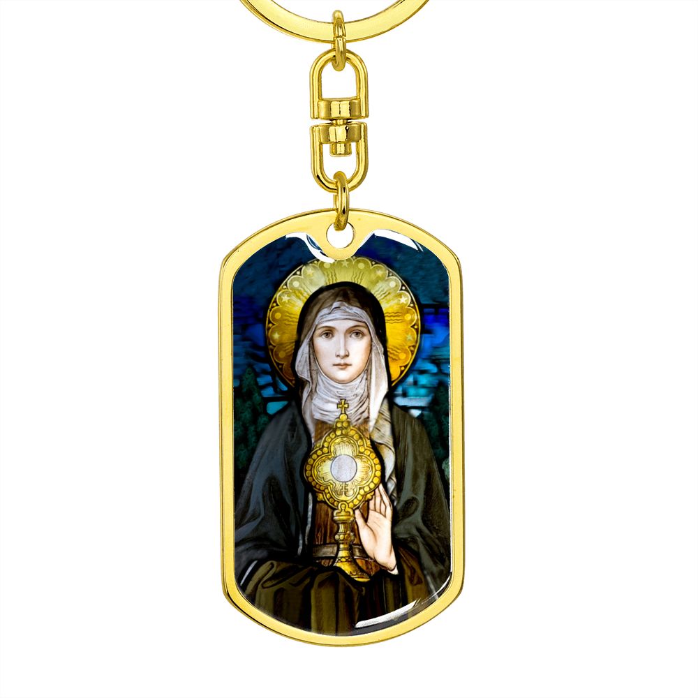 St Clare of Assisi dog tag keychain