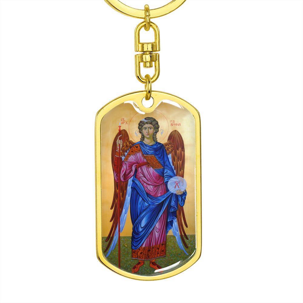 Archangel Gabriel dog tag keychain