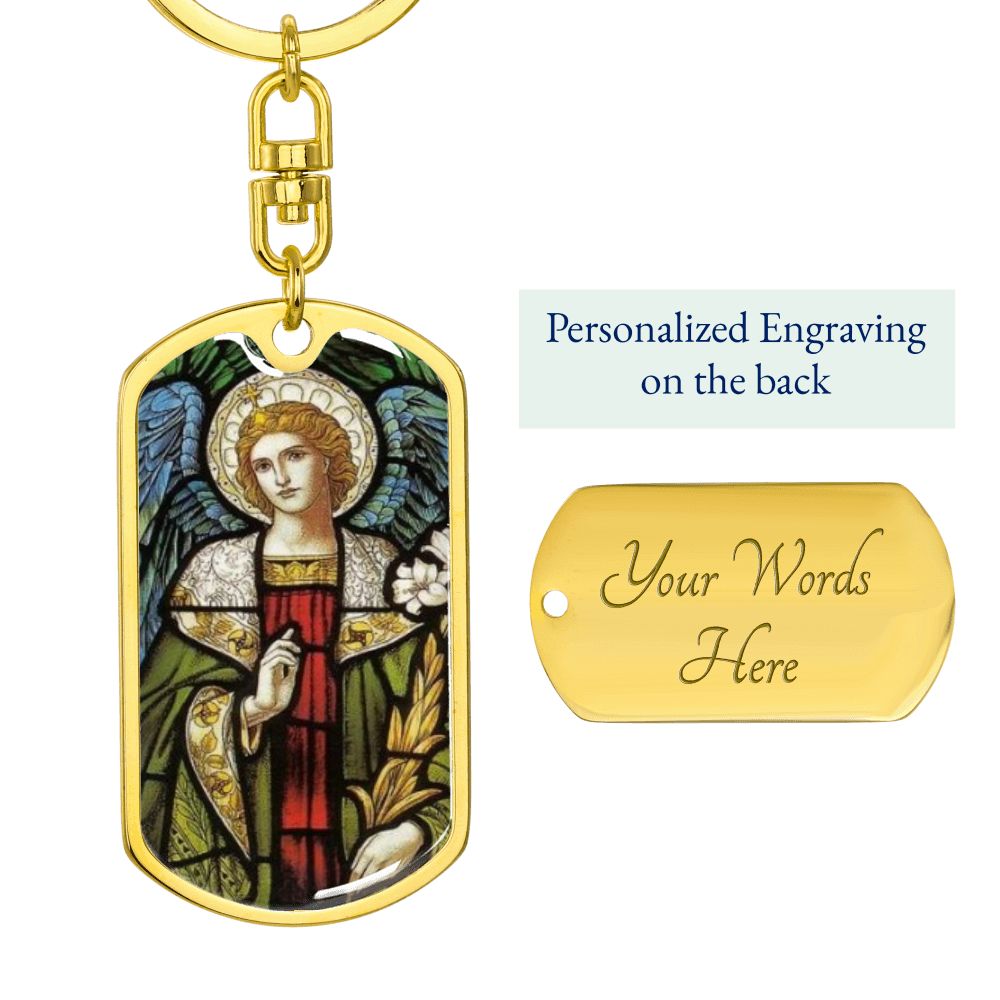 Archangel Gabriel dog tag keychain