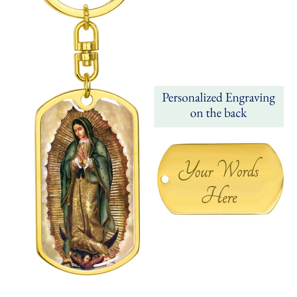 Our Lady of Guadalupe dog tag keychain