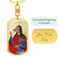 Saint Christopher Dog Head Keychain, Patron Saint travelers, St Christopher image, St Christopher icon, Gift for Traveler